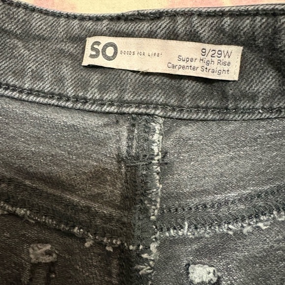 SO Super High Rise Carpenter Straight Leg Black Washed Denim Jeans Women’s 9/29 - Picture 5 of 8